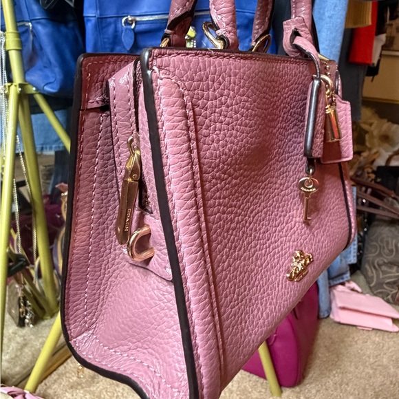 Coach Mini Zoe Satchel Pink Pebbled Leather Lock Key Crossbody Style 8015 - Picture 8 of 16